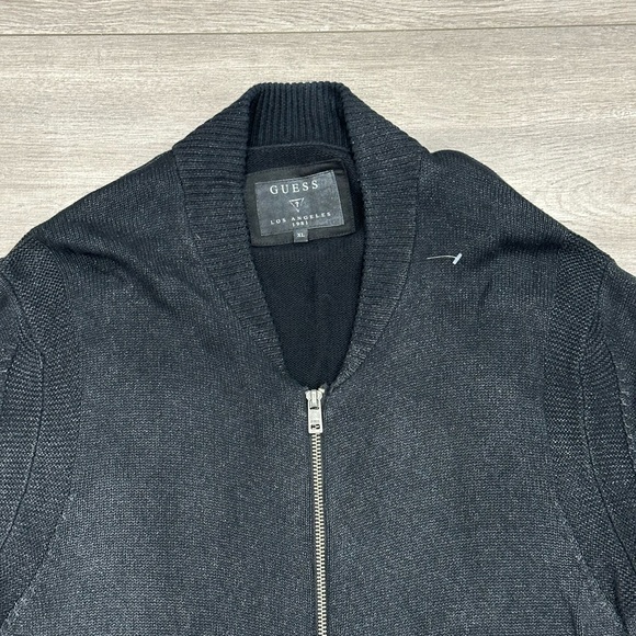 Men’s Guess XL Cozy Knit Sweater Full Zip Jacket Long Sleeve Black Pockets NWOT - Picture 5 of 8